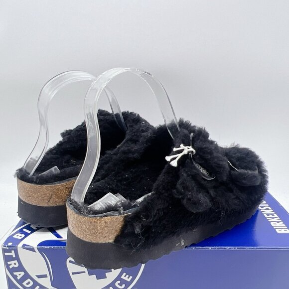 Birkenstock Arizona Big Buckle Shearling Teddy Black Platform Sandal EU 40 Women - Picture 6 of 11